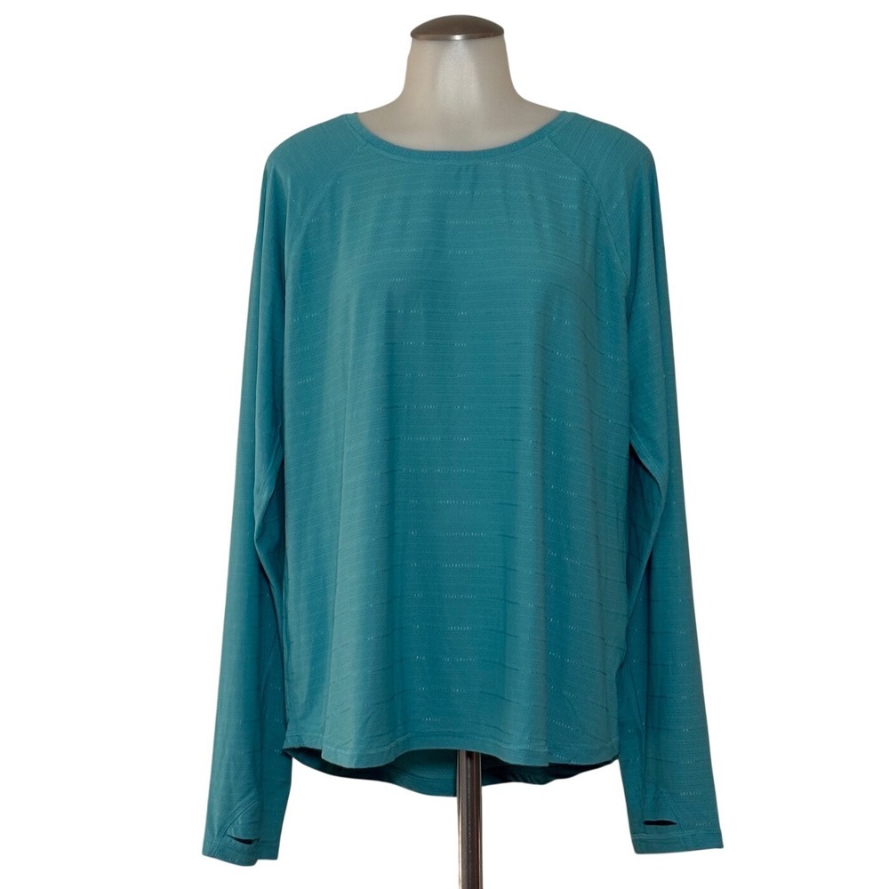 Tek Gear Performance Long Sleeve Women XL Teal Blue Thumbhole Mesh Excellent